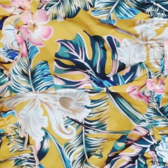 SHEIN Girls Tropical Print Puff Sleeve Crop Top & Ruffle Hem Shorts Set NWT 💙👍 - Picture 11 of 13